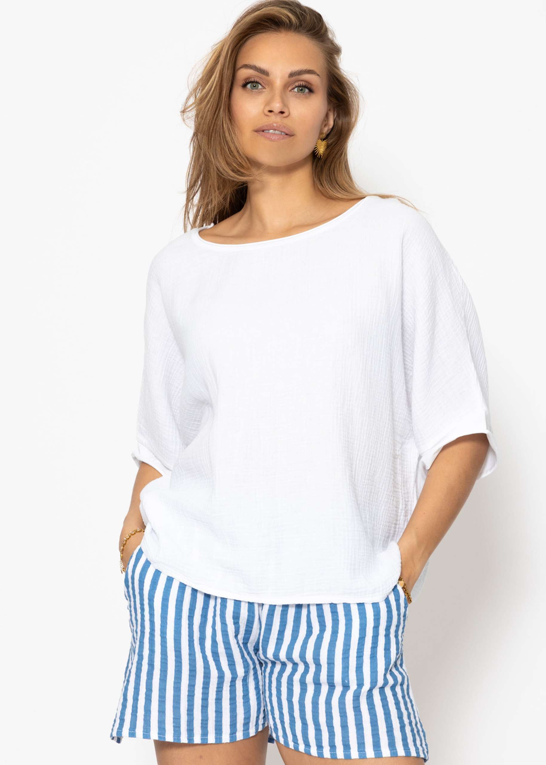 Casual muslin shirt - white