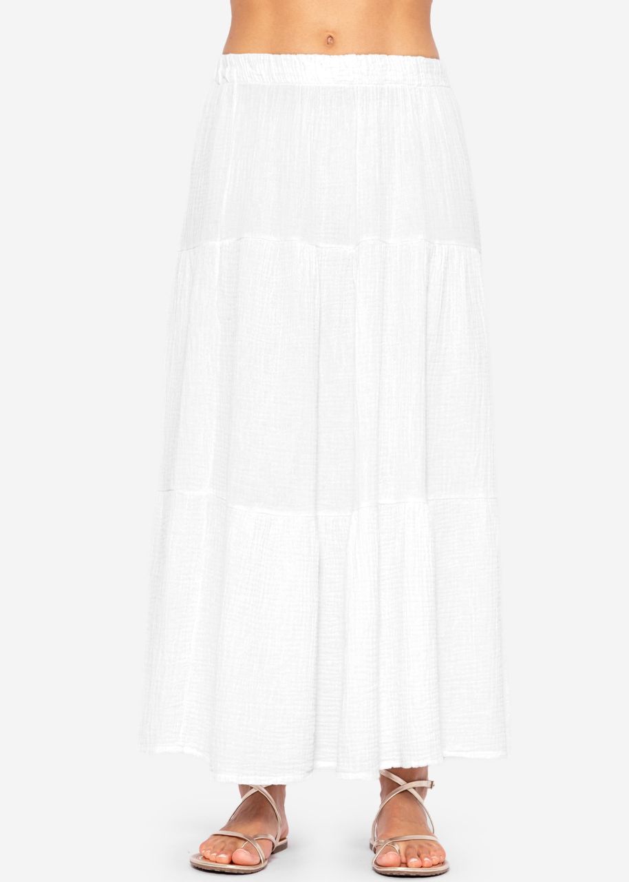 Muslin maxi skirt with slit - white