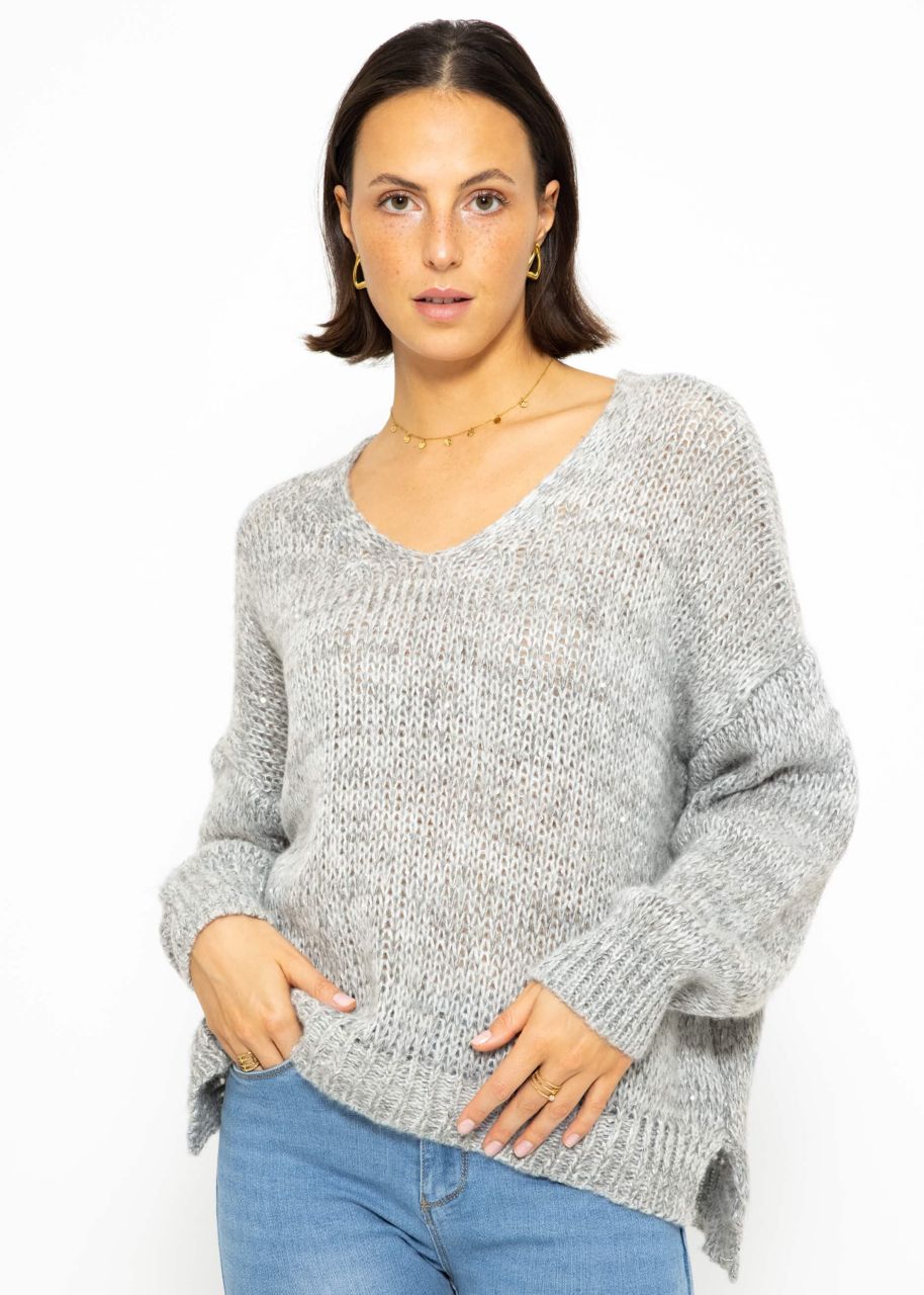 Oversized jumper with sequins - grey