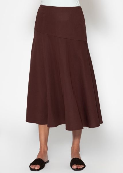 Maxi skirt with diagonal yoke - brown
