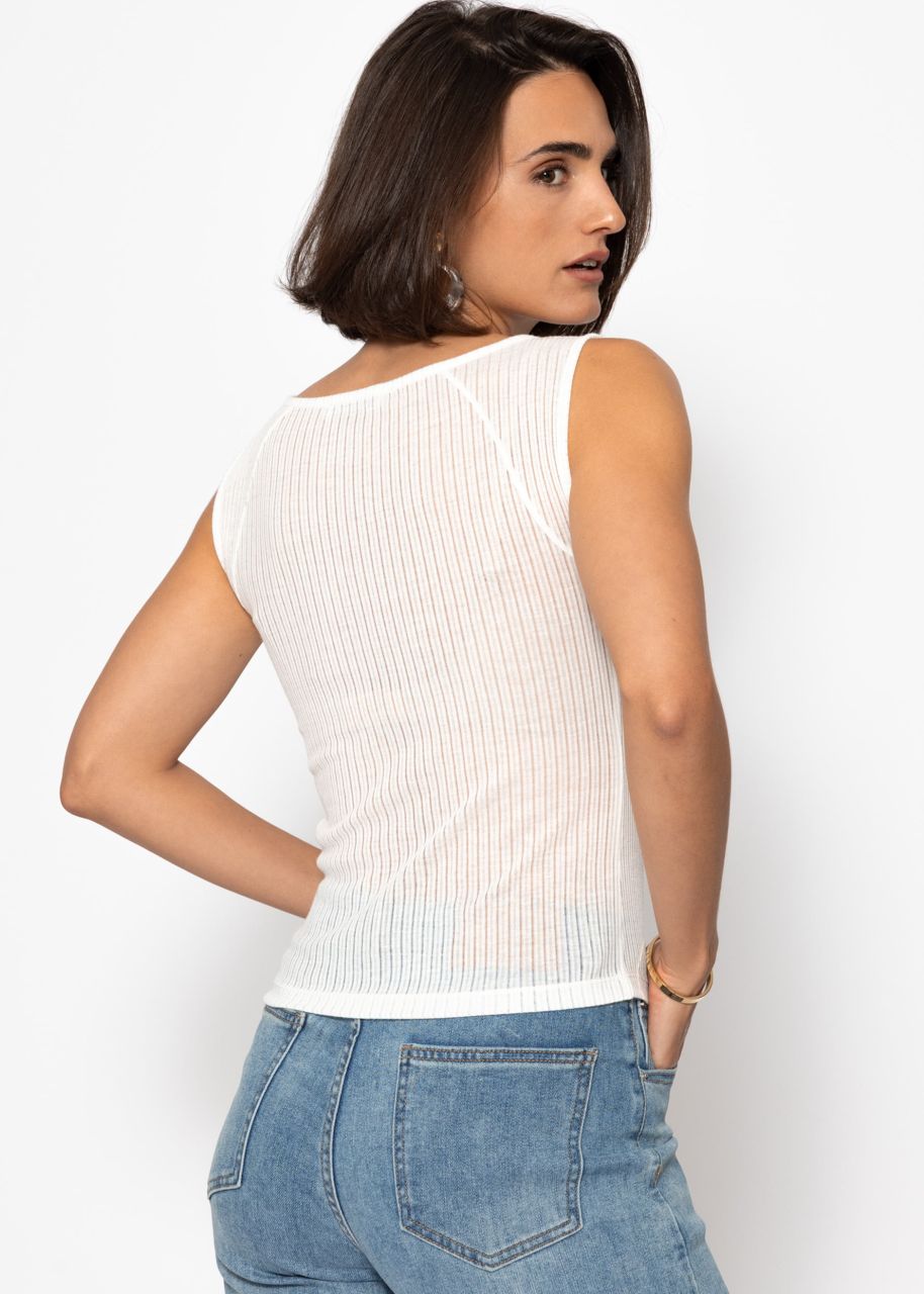 Slightly transparent top with ribbed structure - offwhite
