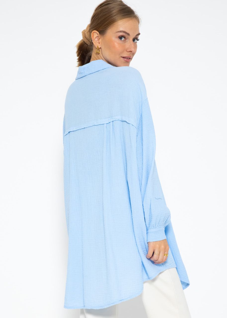 Muslin blouse oversize, light blue