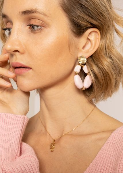 Ohrstecker mit rosa Perlen, gold