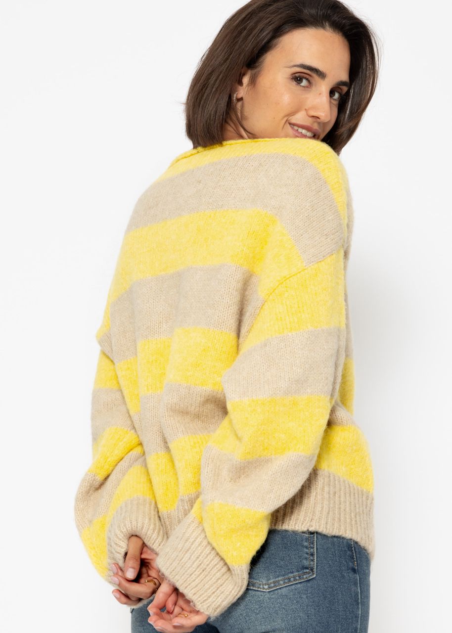 Jumper with block stripes - yellow-beige