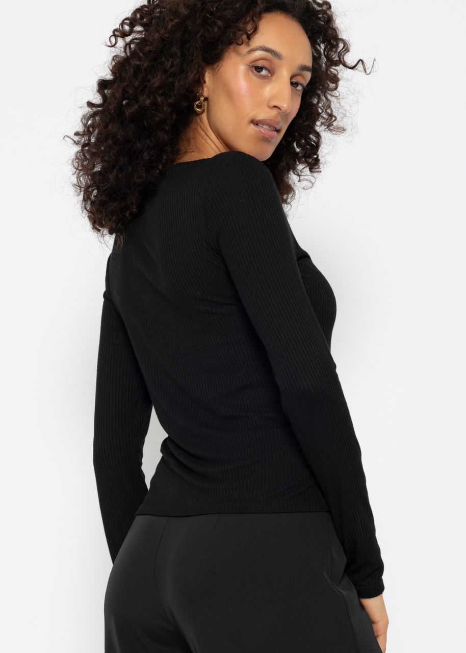 Ribbed long sleeve shirt - black