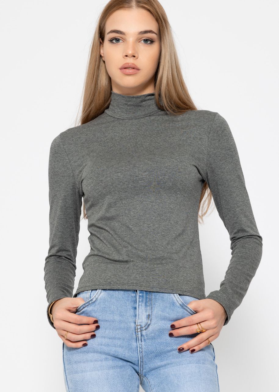 Long sleeve shirt with turtleneck - dark gray