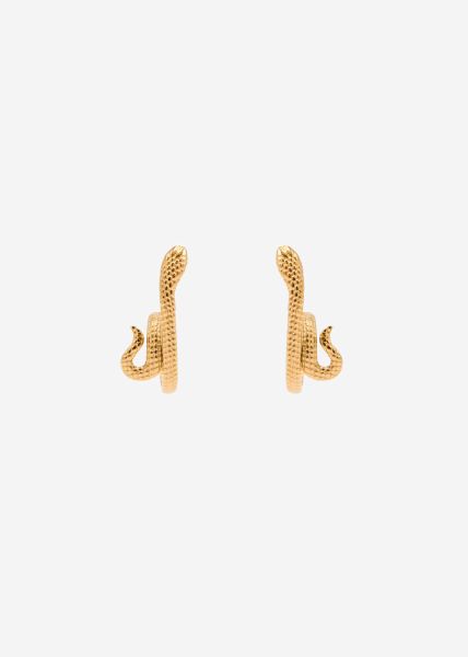 Snake stud earrings with texture - gold