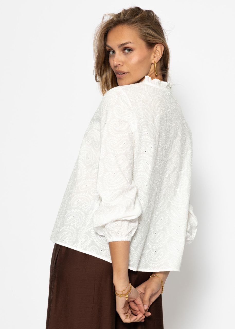 Cotton lace blouse - white