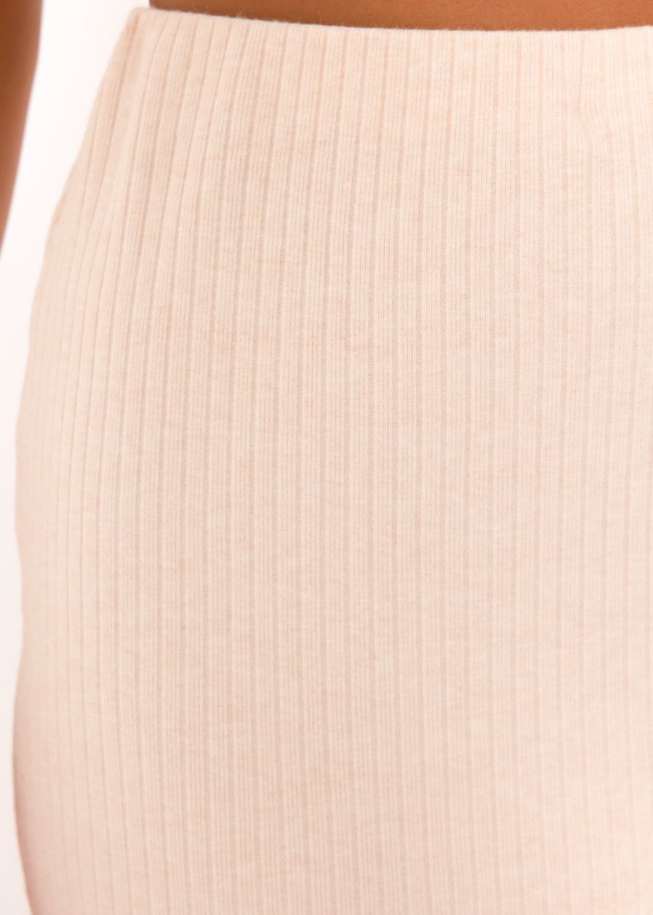 Ribbed short skirt, light beige