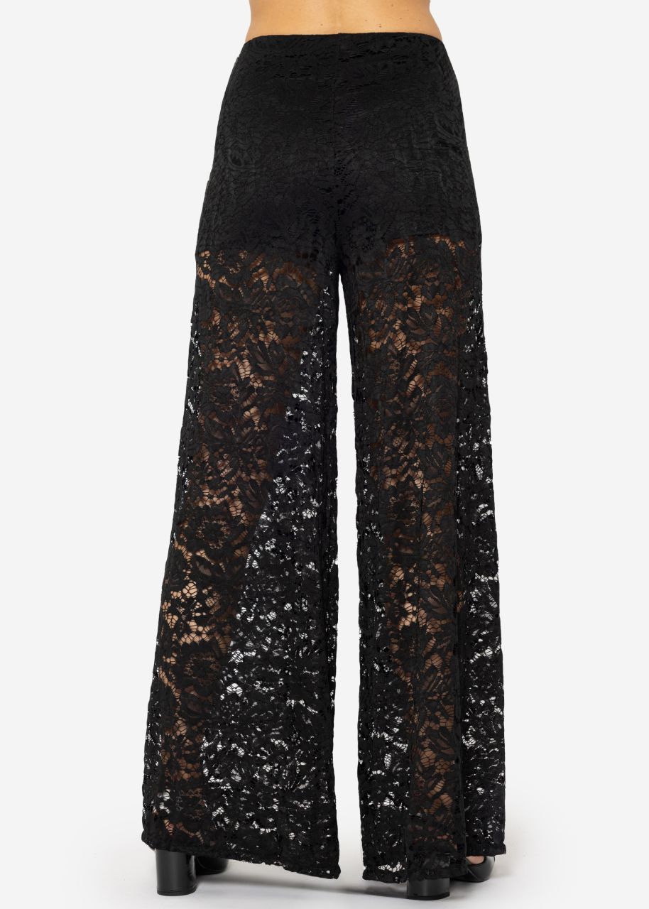 Jersey lace trousers - black