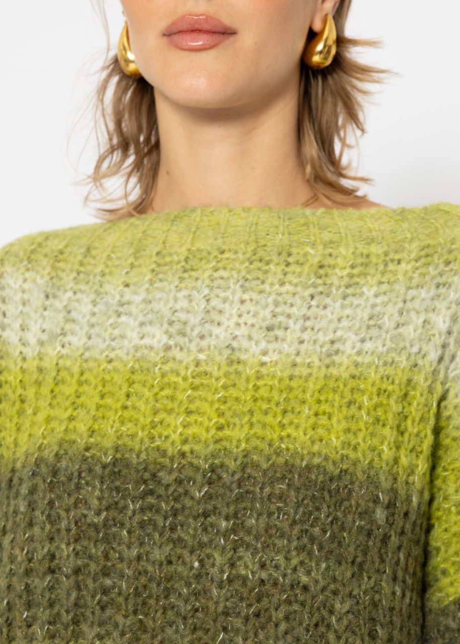 Knitted jumper with colour gradient, green