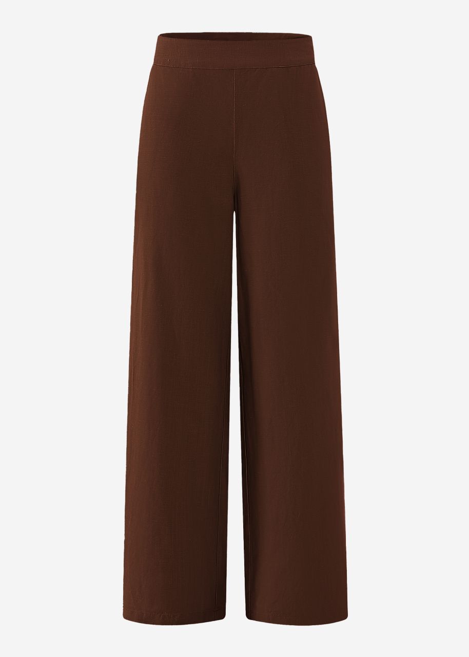Linen straight-leg trousers - brown