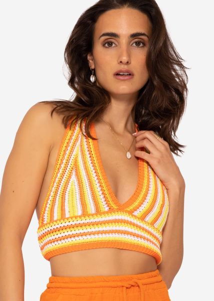 Crochet top to tie, orange