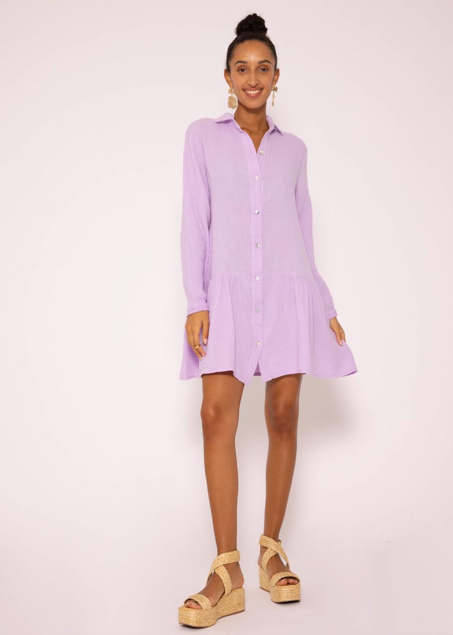 Muslin dress with long sleeves, lilac