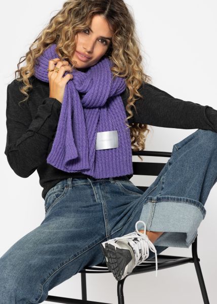 Ribbed knitted scarf - purple