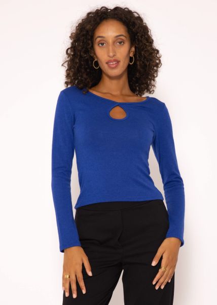 Long sleeve shirt with cut-out detail - royal blue