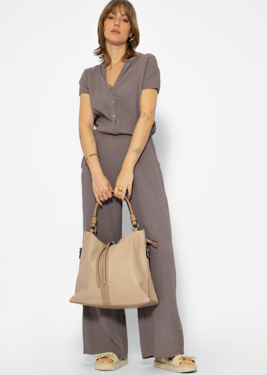 Casual muslin jumpsuit - taupe