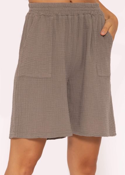 Muslin Bermuda shorts, taupe