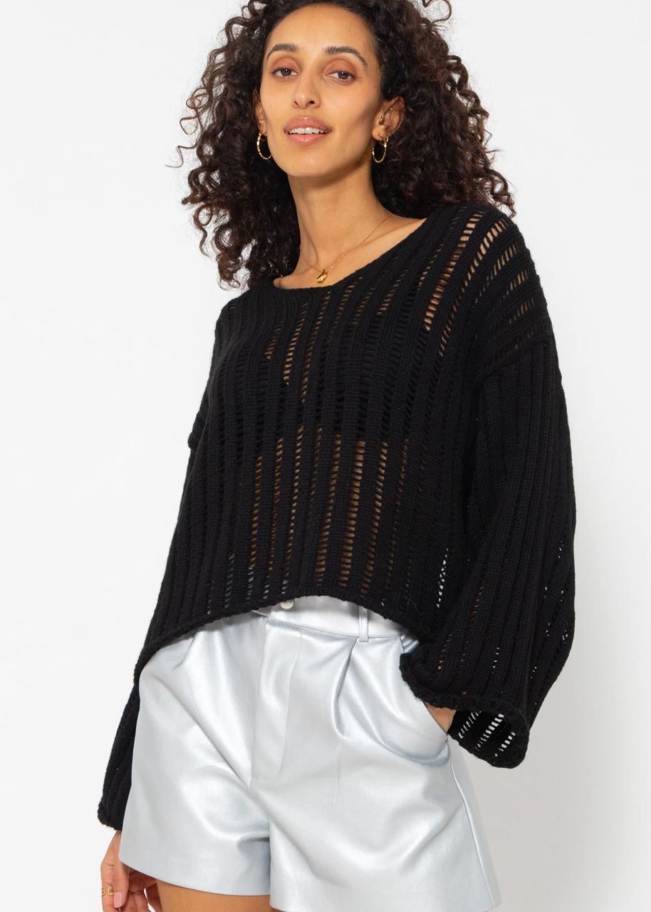 Sweater in ladder stitch look - black