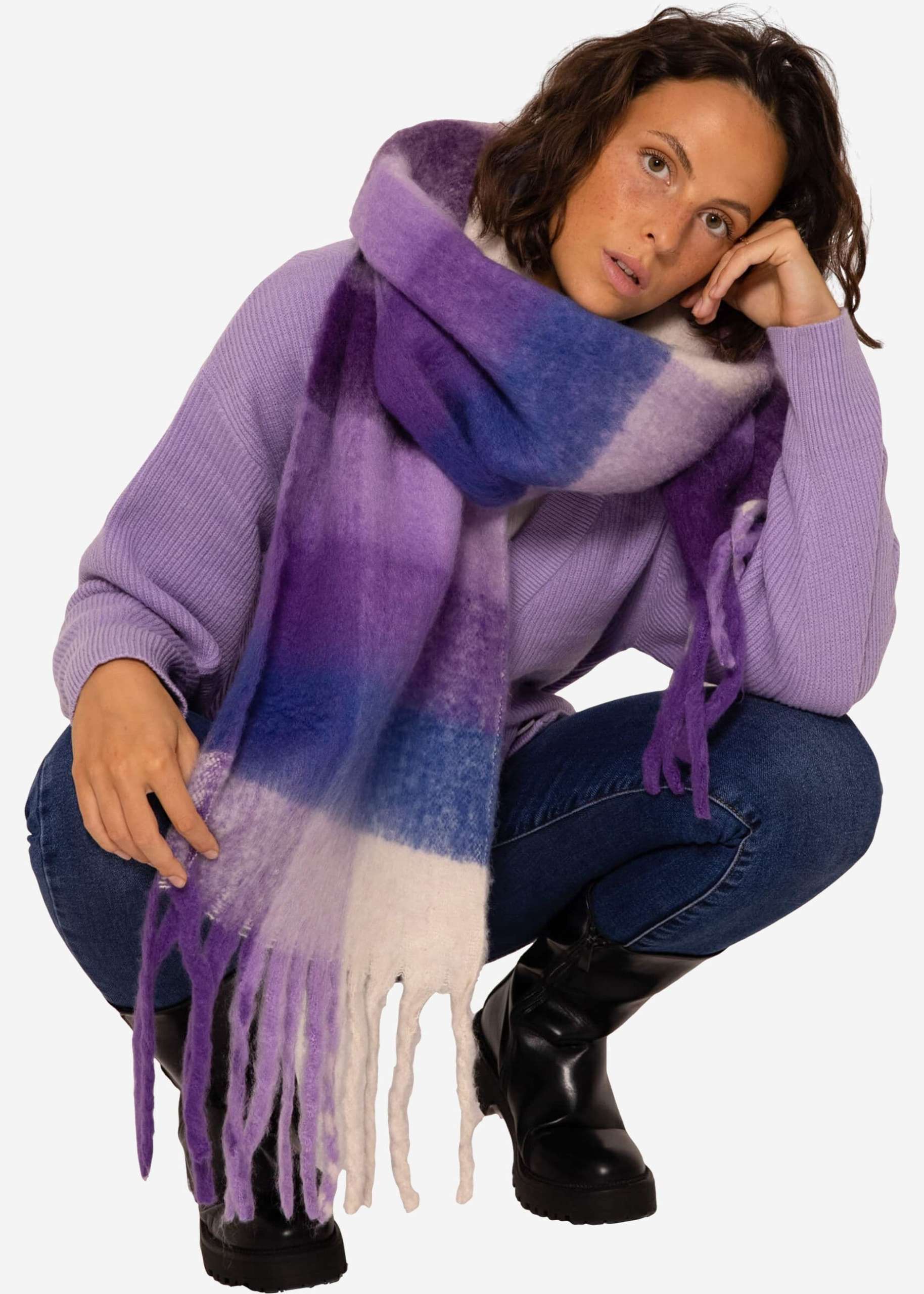 Colourful plaid scarf - purple