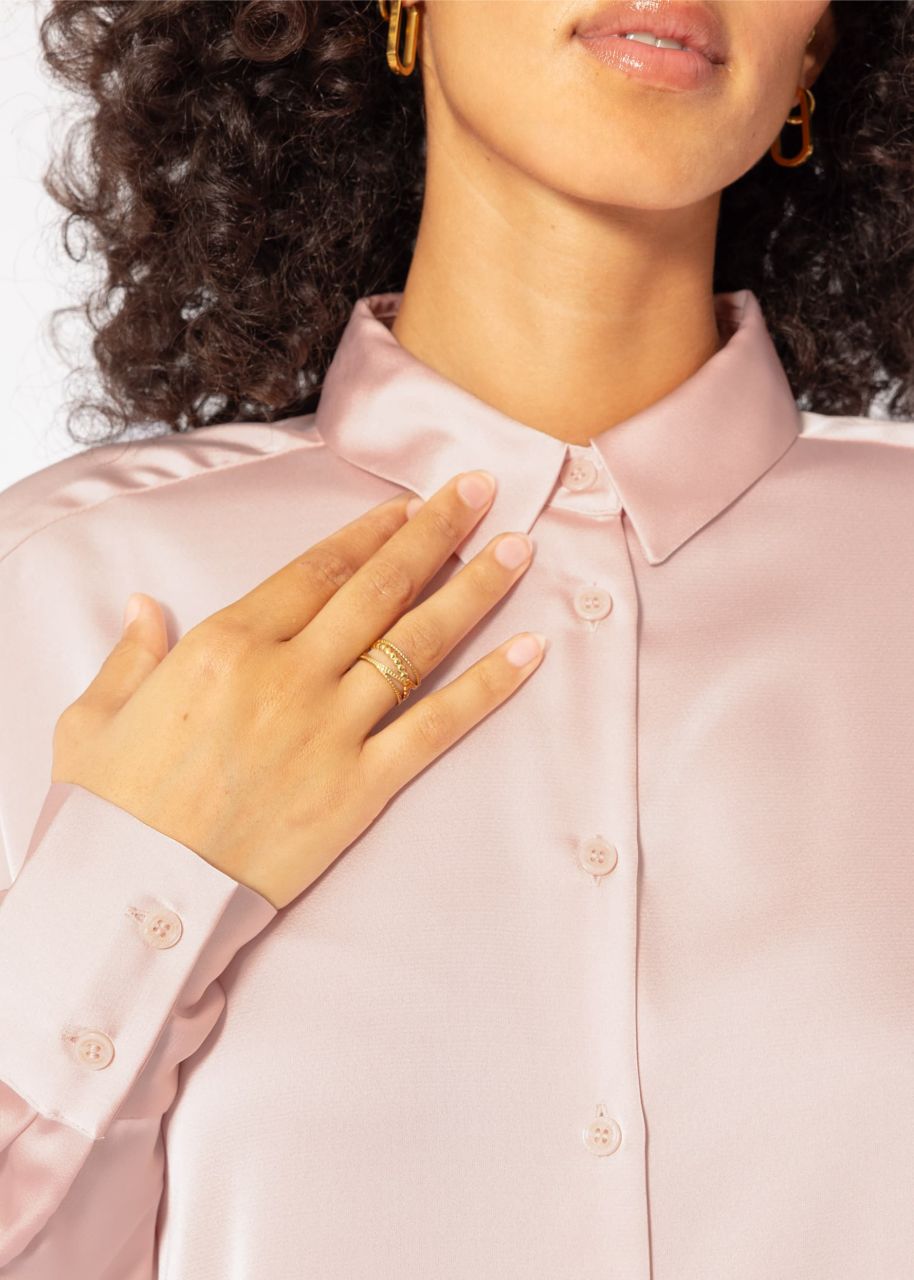 Oversize satin blouse - powder pink