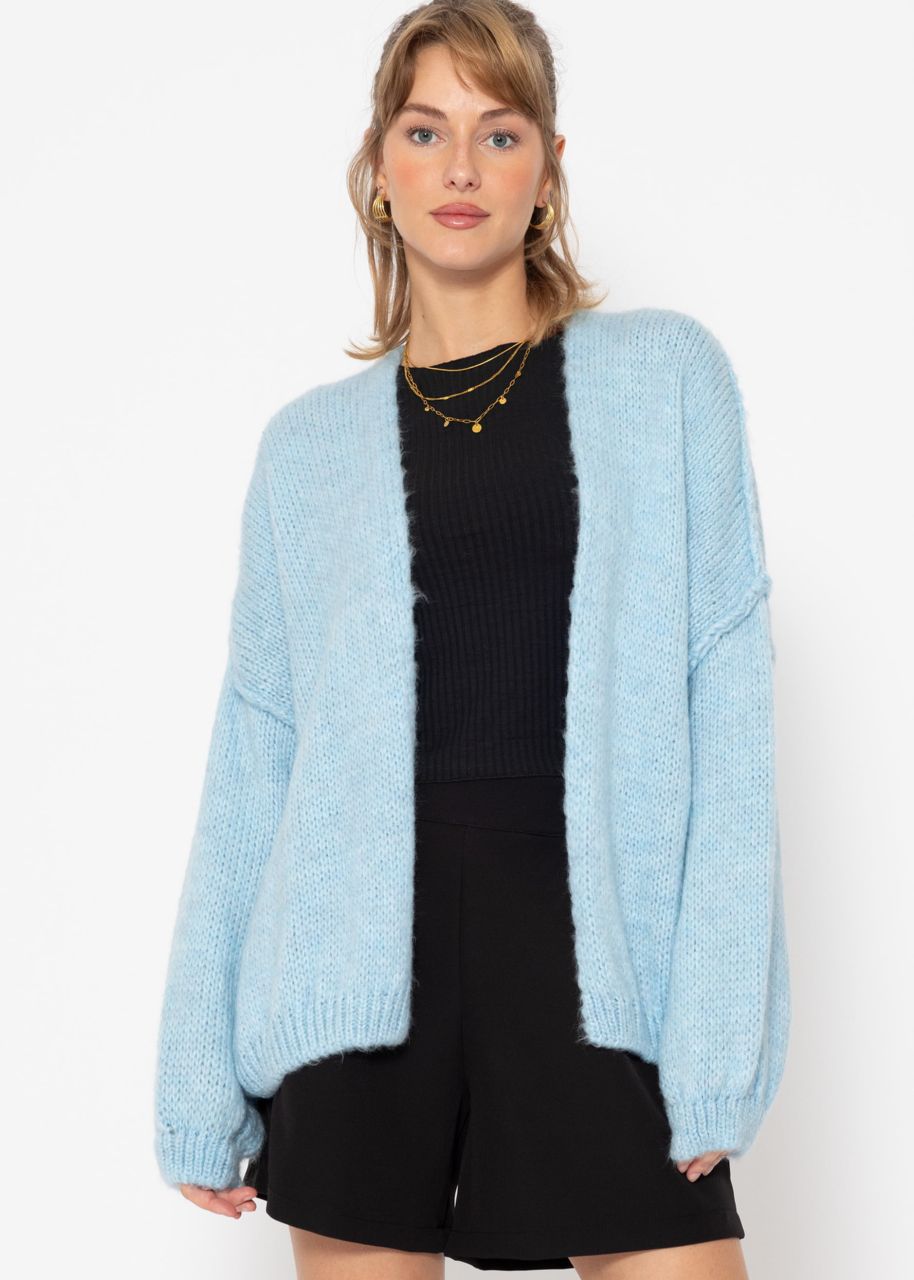 Casual cardigan with outer seams - ice blue