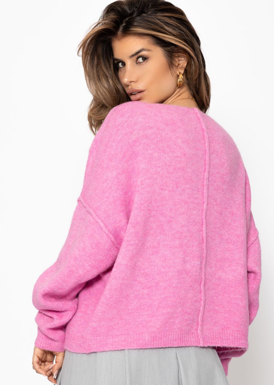 Oversized jumper with back seam - pink
