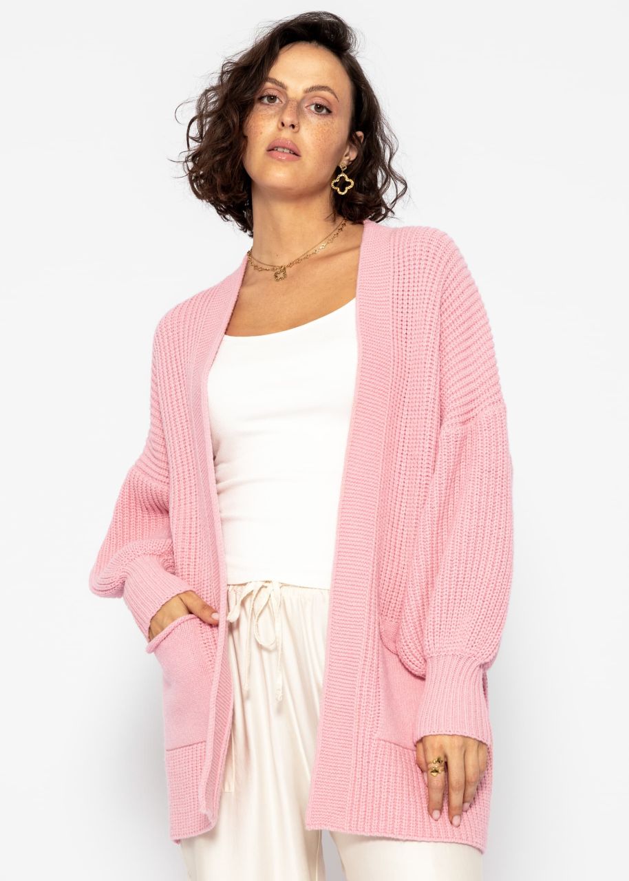 Soft Strick Cardigan mit Taschen - rosa