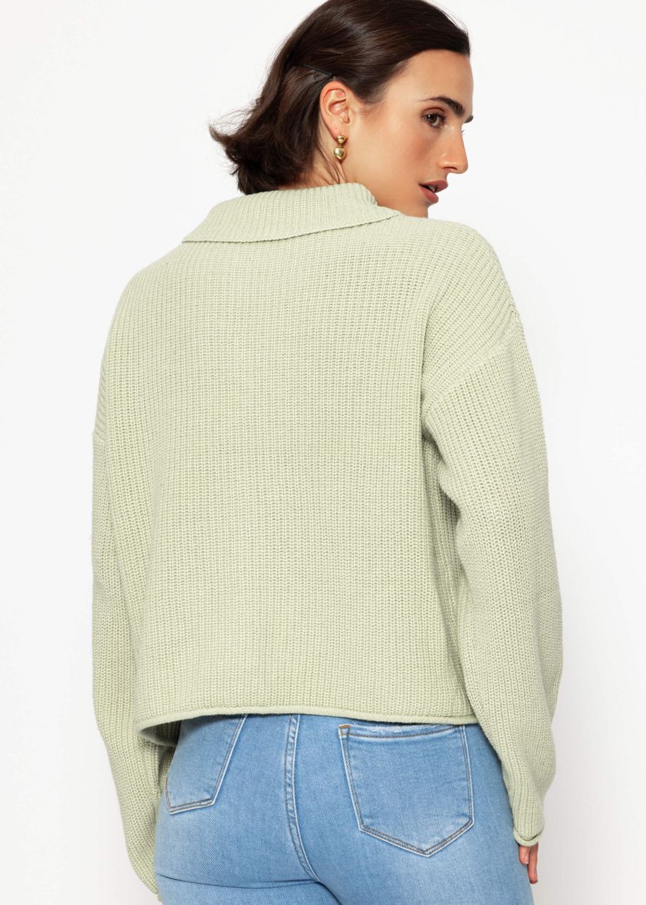 Cardigan with collar - green