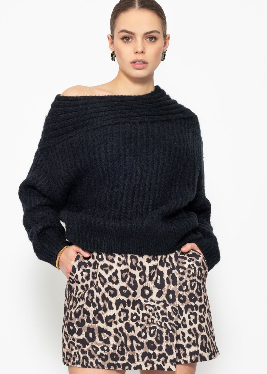 Off-Shoulder knitted jumper, black