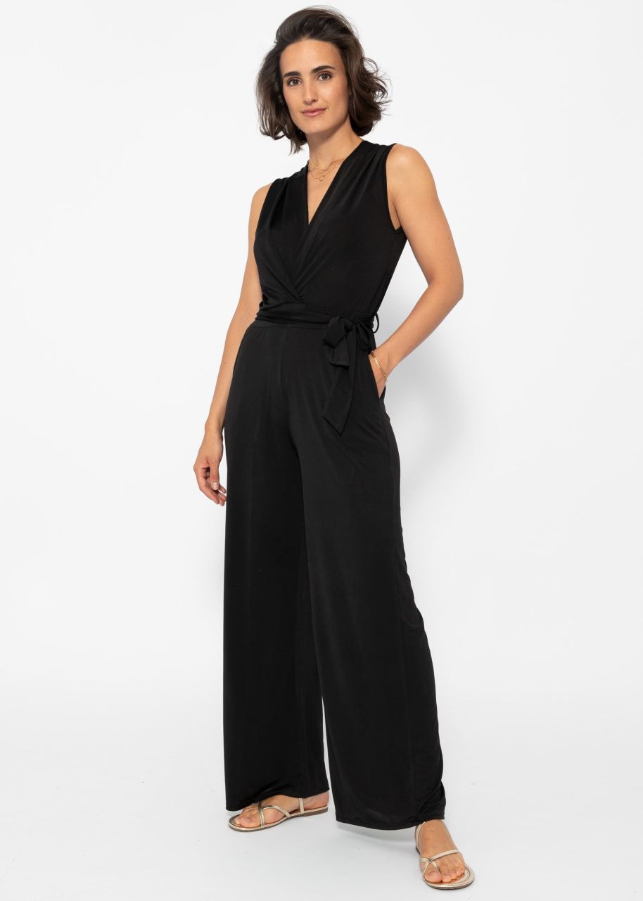 Flowing jersey jumpsuit - black