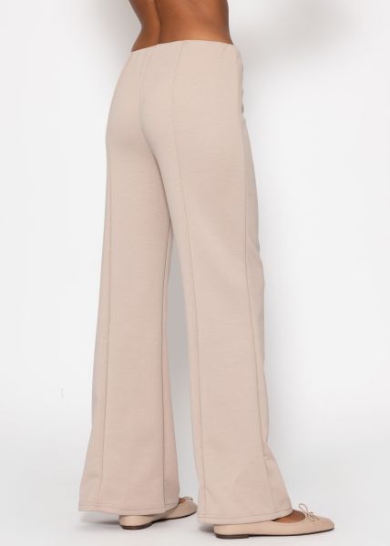 Highwaist trousers with straight leg and decorative stitching - beige