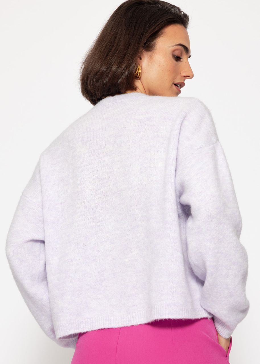 Cardigan with V-neck - lilac