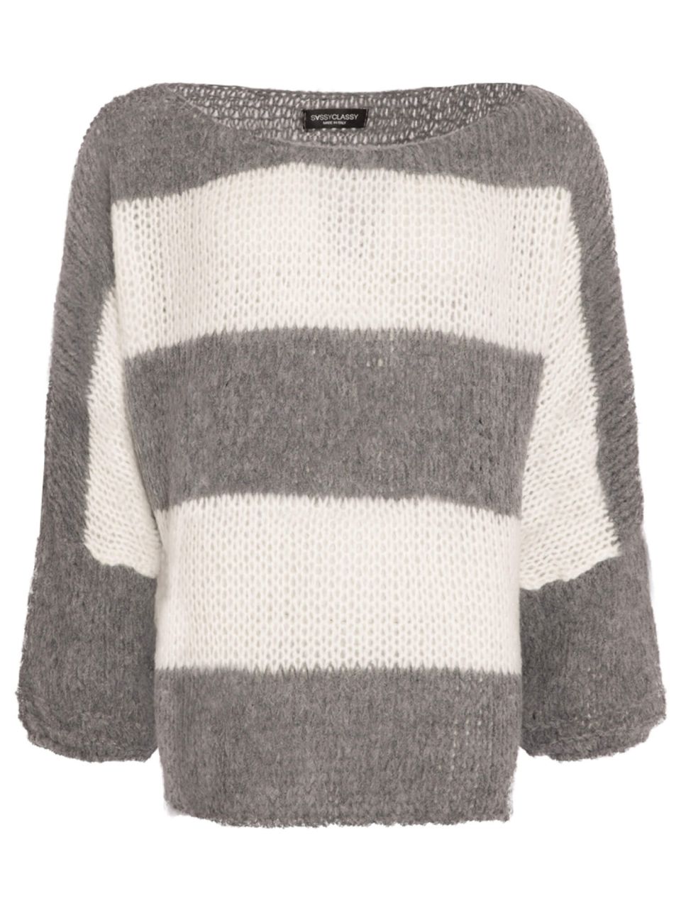 Loose knit oversize jumper - grey-white