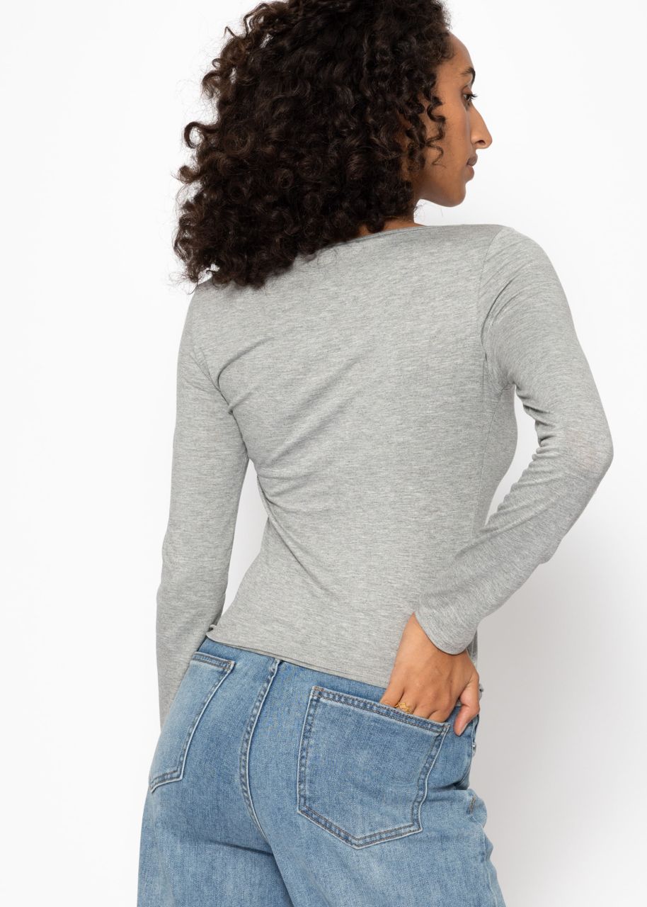 Long sleeve shirt with neckline - gray