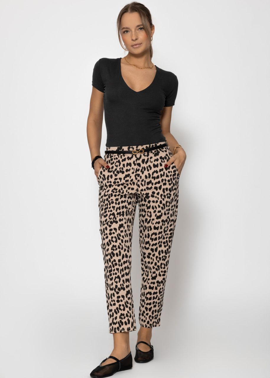 Jersey chinos in leo print - light beige