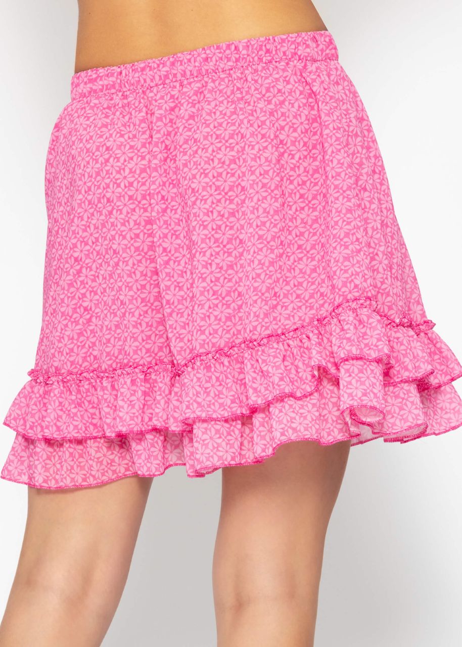 Flounce skirt with ruffles - pink