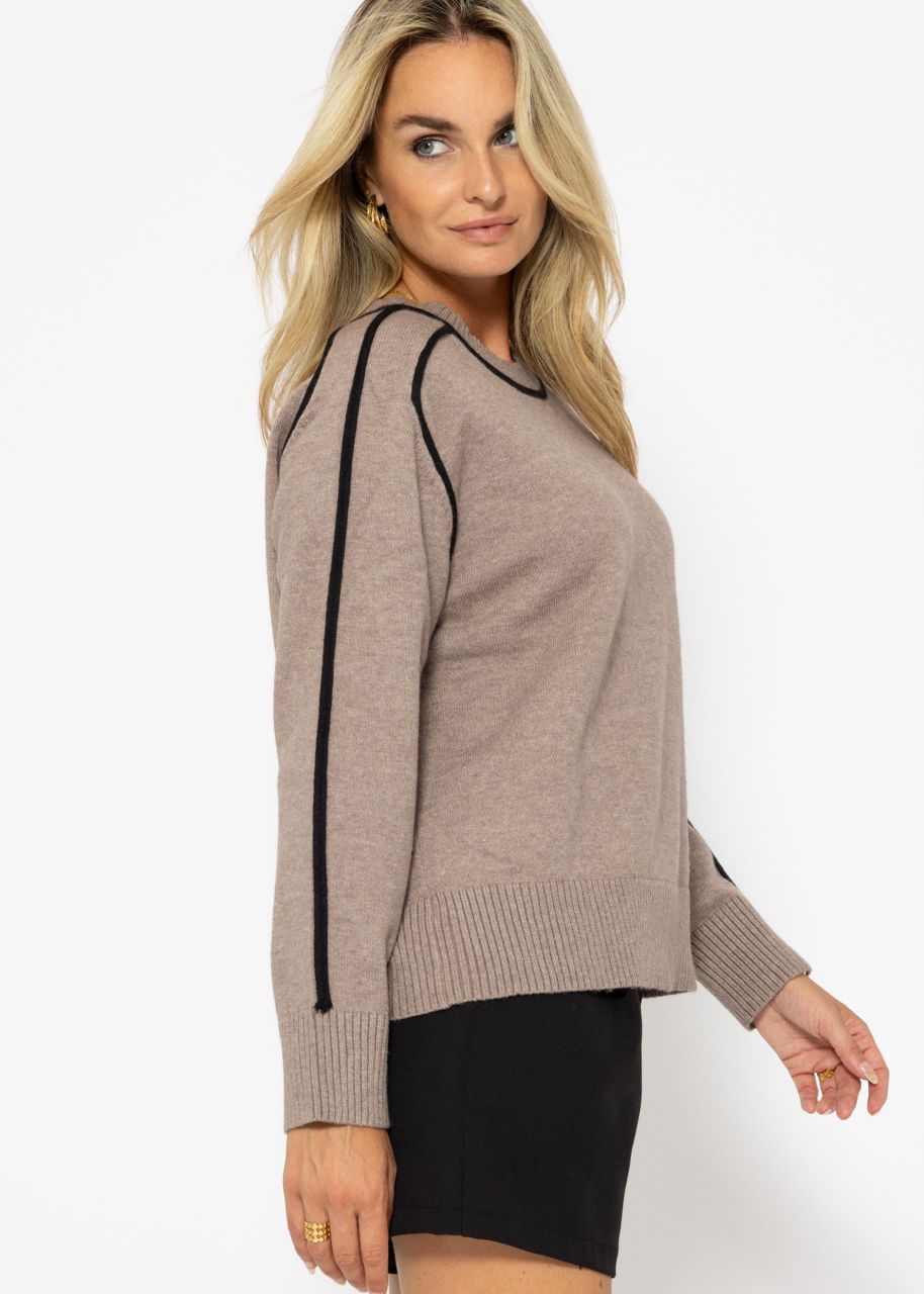 Jumper with decorative trims - taupe-black