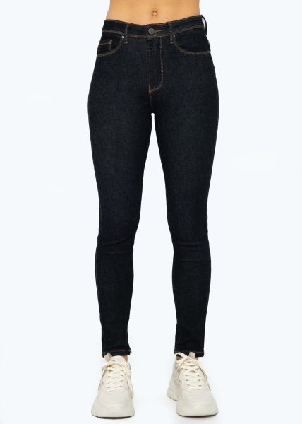 Stretchy Mid Waist Push Up Jeans - mottled black-grey