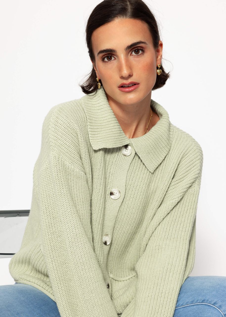 Cardigan with collar - green