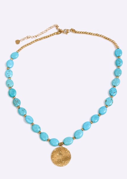 Necklace with Turquoise beads, gold