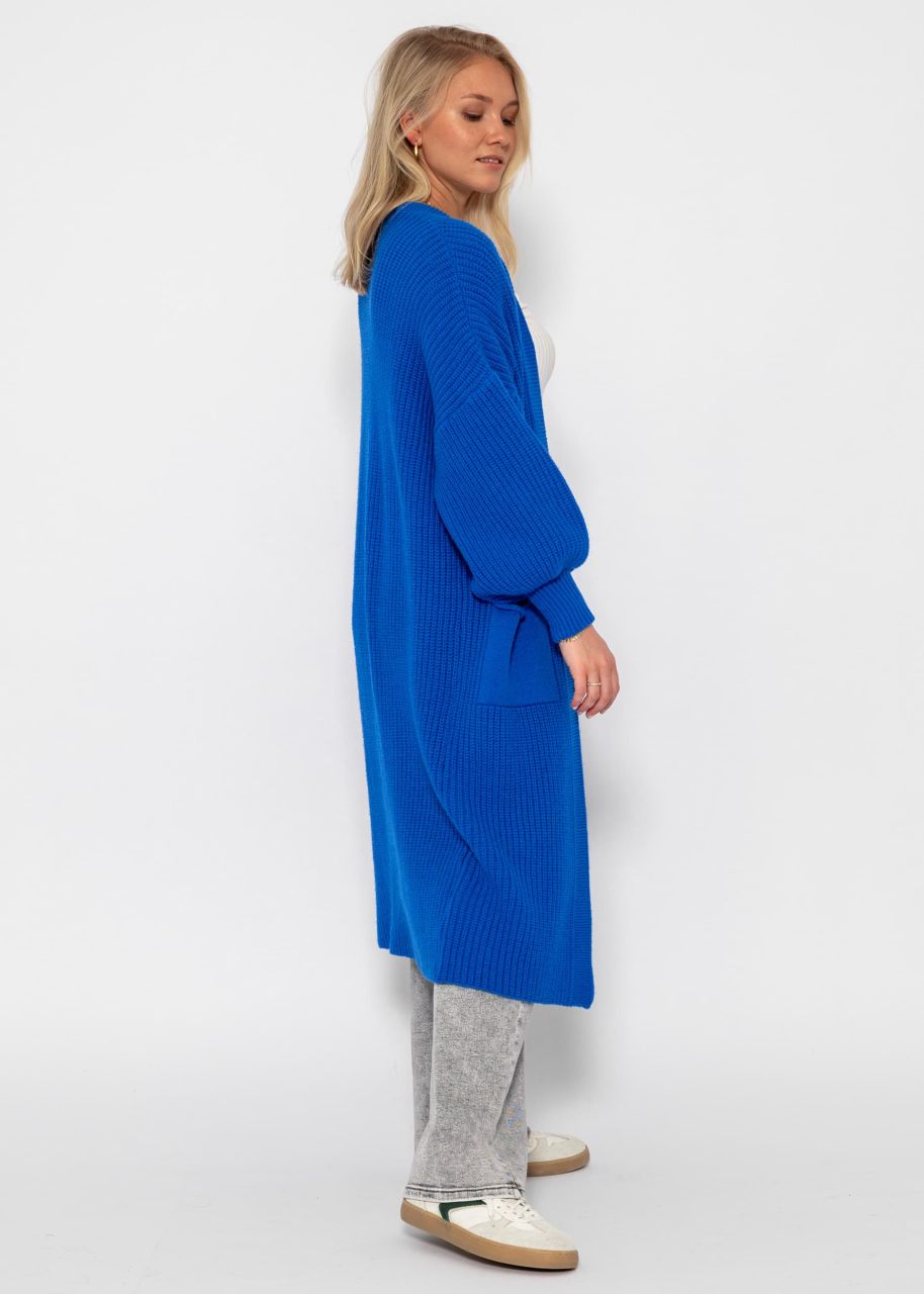 Long super soft cardigan with pockets - royal blue