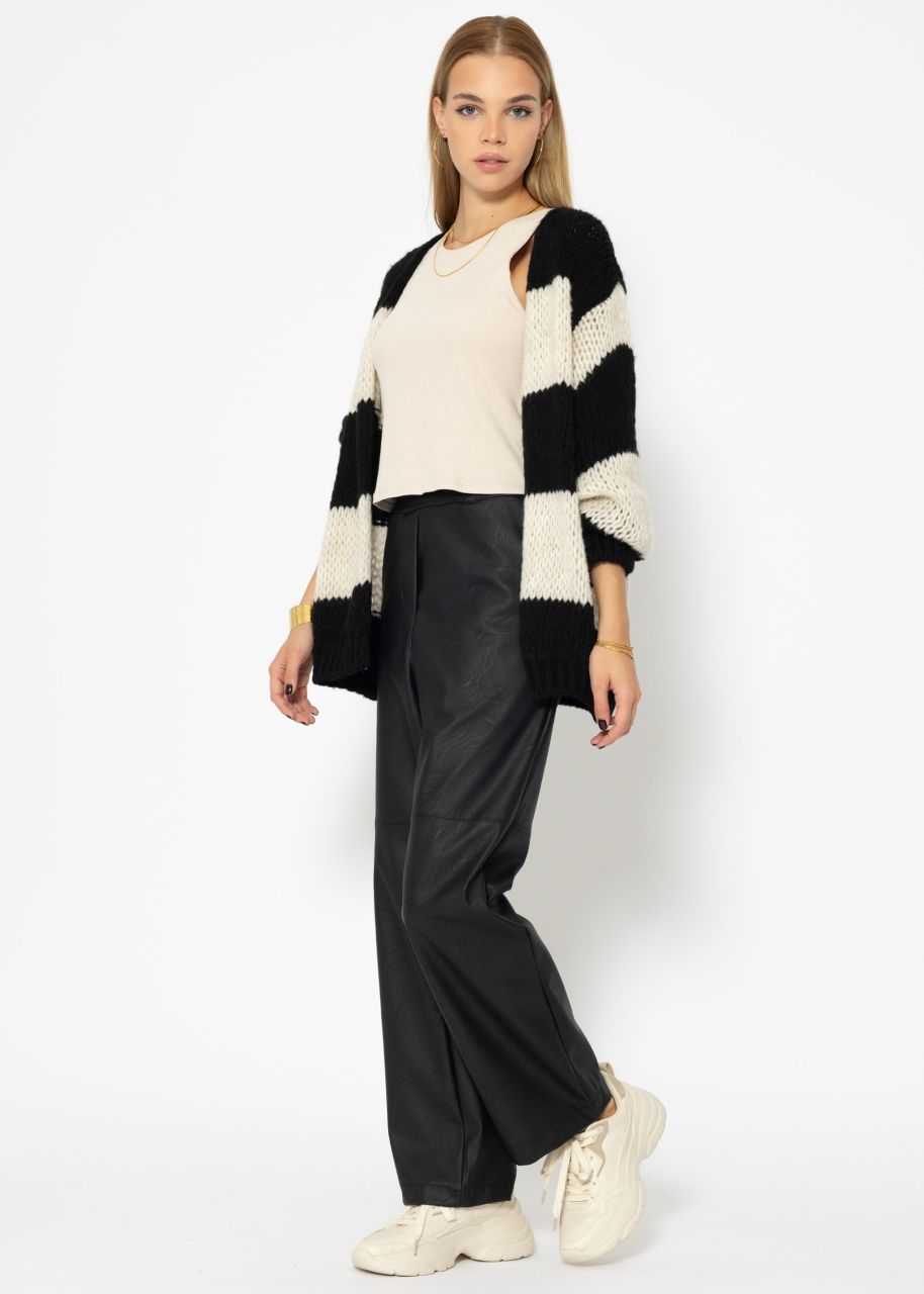 Striped oversize cardigan - black-offwhite