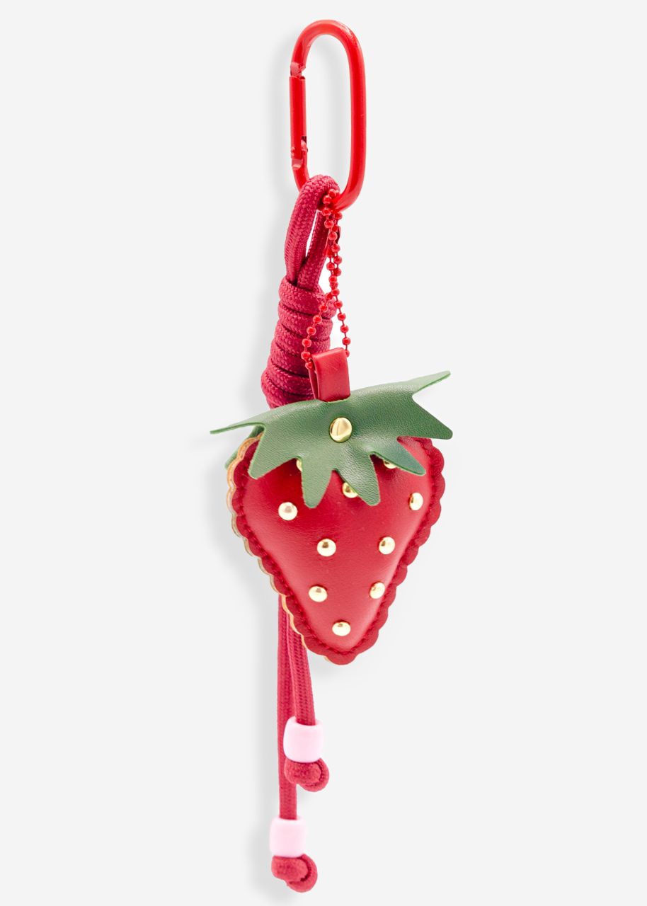 Bag charm with strawberry - red