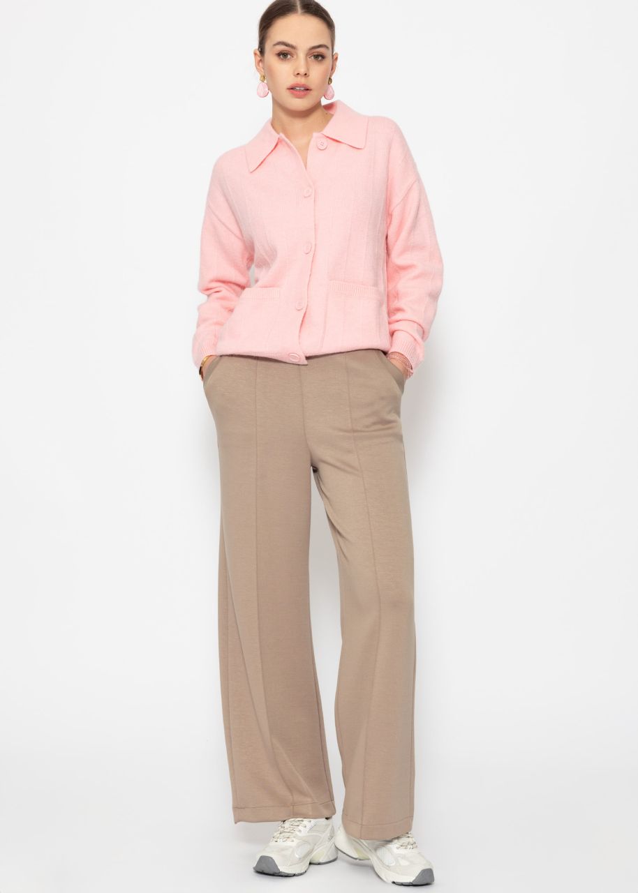 Cardigan with collar and button placket - pink