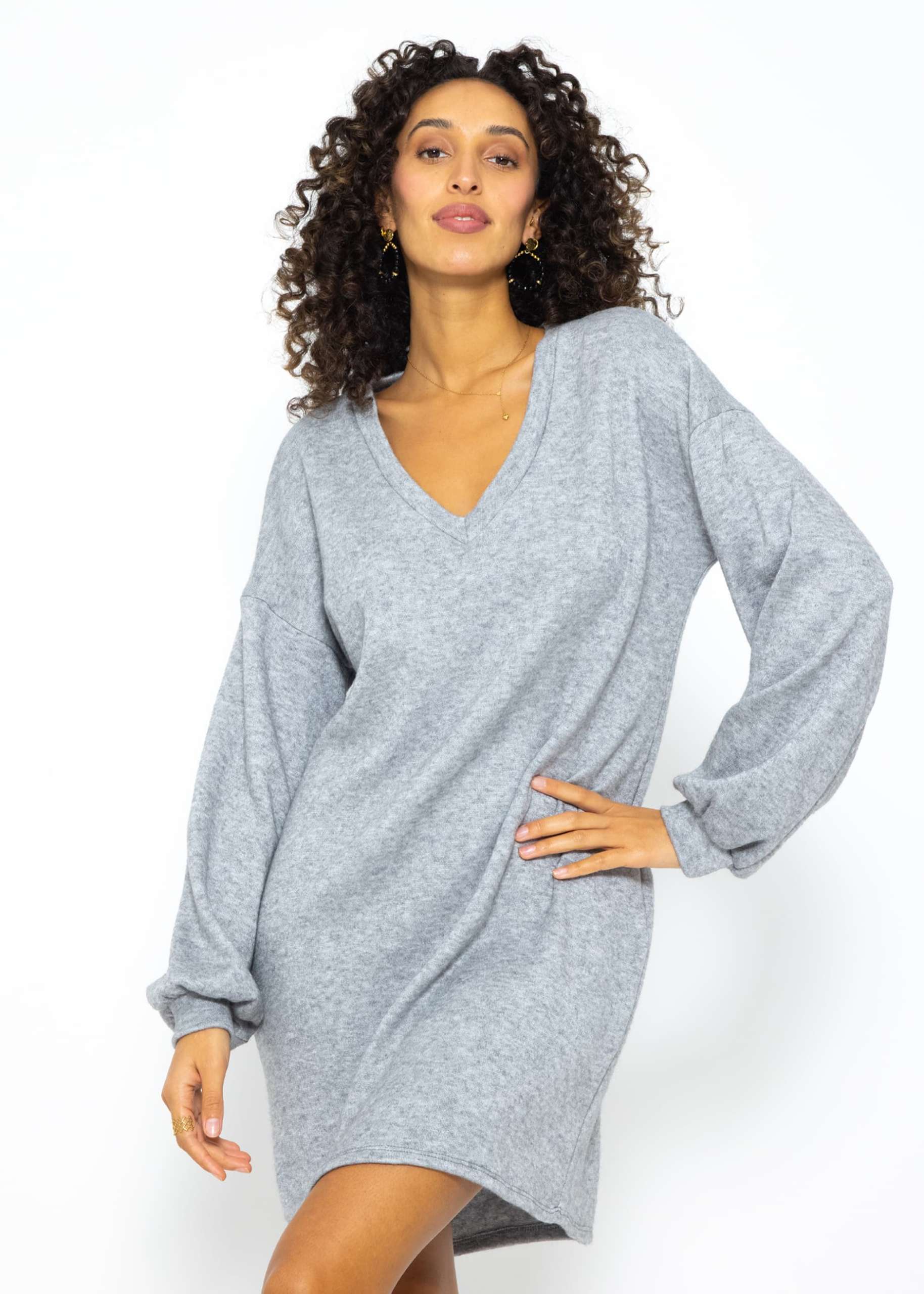 Super soft jersey dress in short - grey