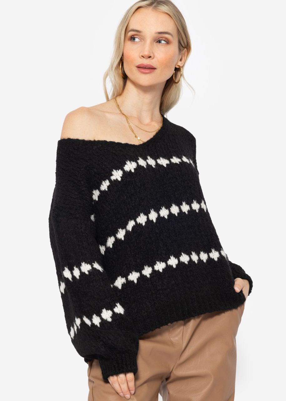 Jumper with fantasy stripe pattern - black