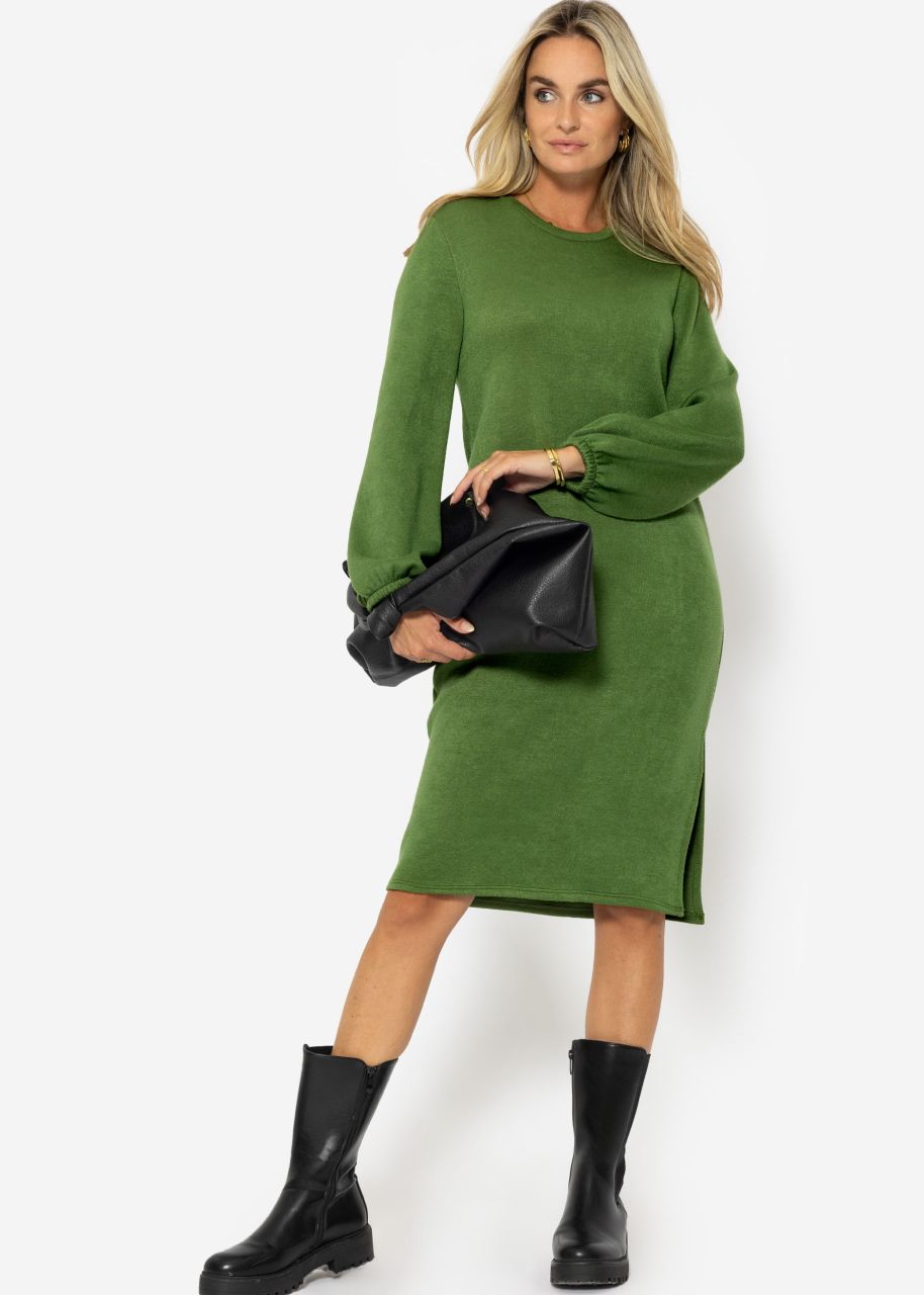 Super soft jersey dress in midi length - green