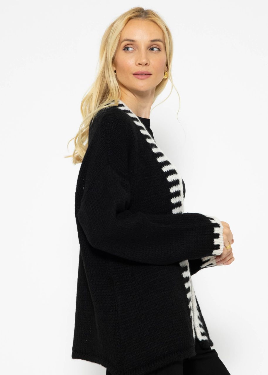 Cardigan with offwhite details - black