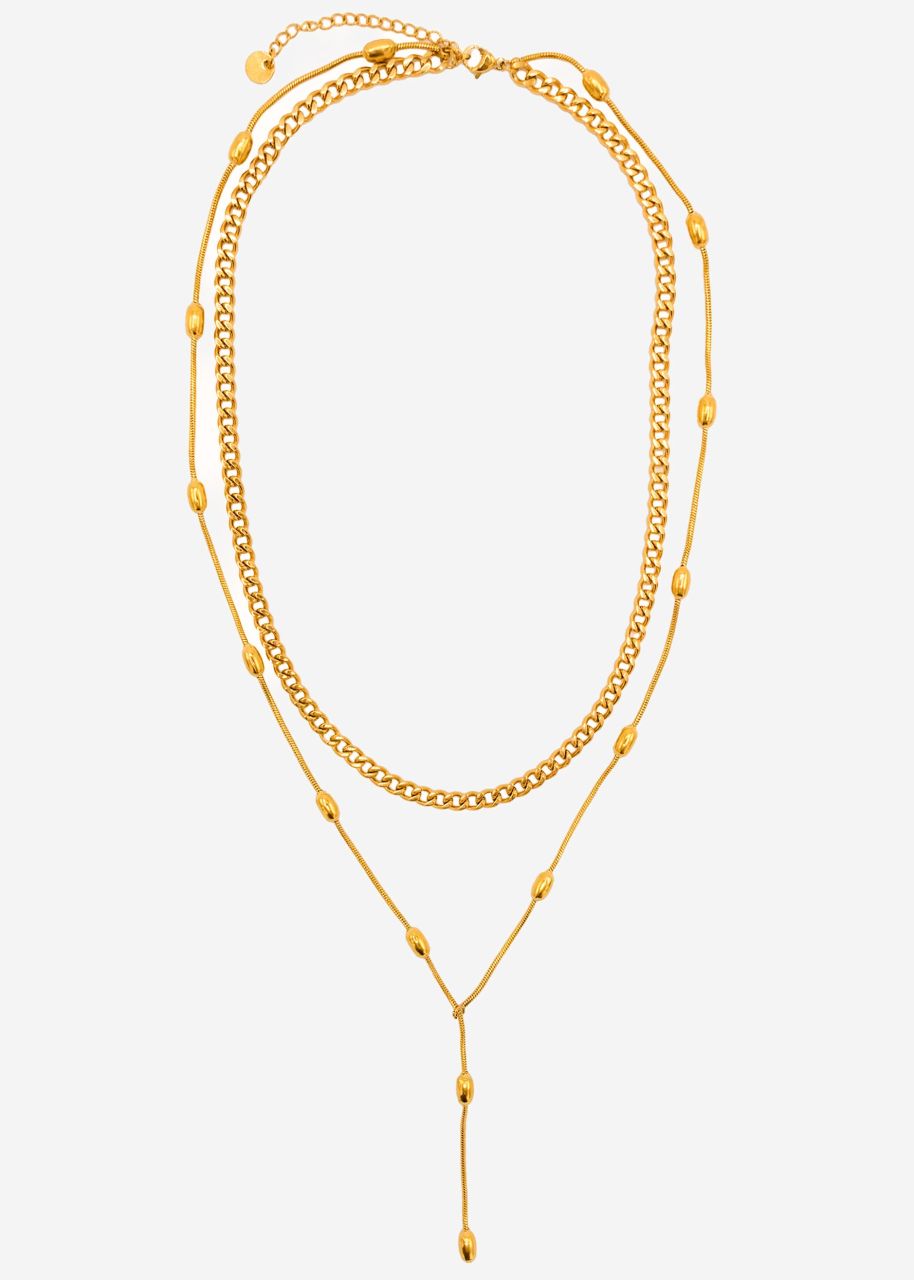 Y-necklace with pearl details - gold